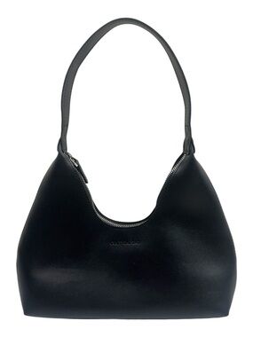 Cult Gaload Black Shoulder Purse Minimalist Sleek Zip Hobo Bag